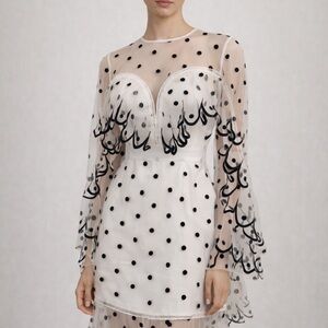 Alice Mcall Seniorita Sheer Polka Dot Dress Size L